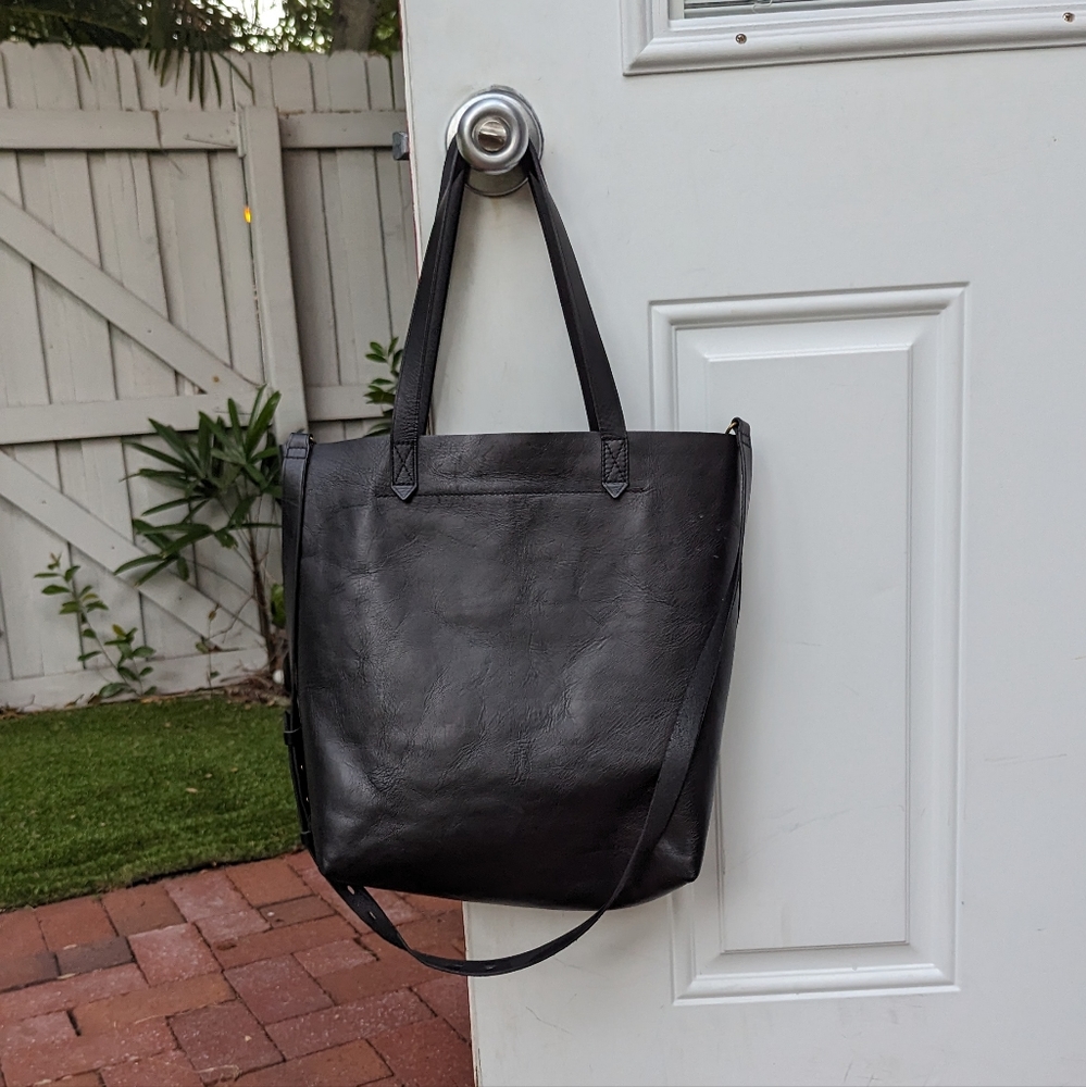 Madewell Medium Black Leather Transport Tote